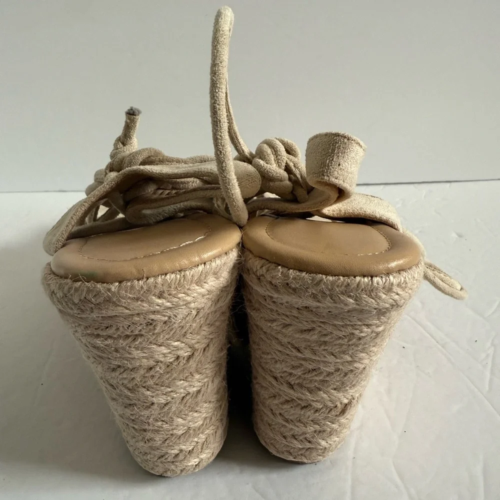 Women's Beige Wedge Heel Sandals Espadrille Size EU 40